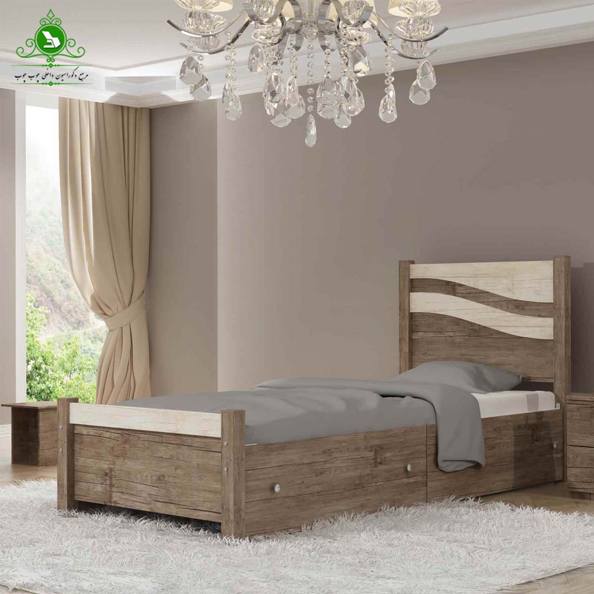 تخت خواب یک نفره مدل آریا فروشگاه اینترنتی چوب چوب