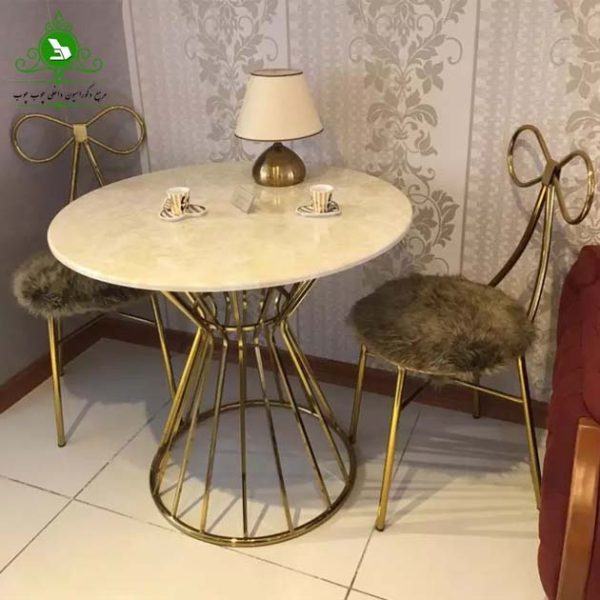 Dining table and chairs for two, bow tie model