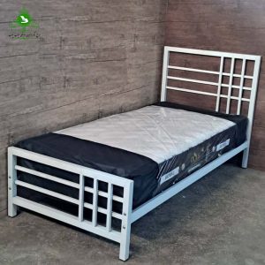 تخت خواب یک نفره رئال فلزی سفید