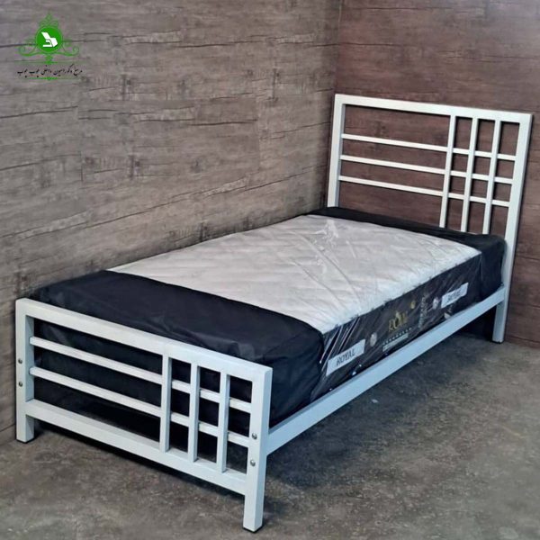 تخت خواب یک نفره رئال فلزی سفید