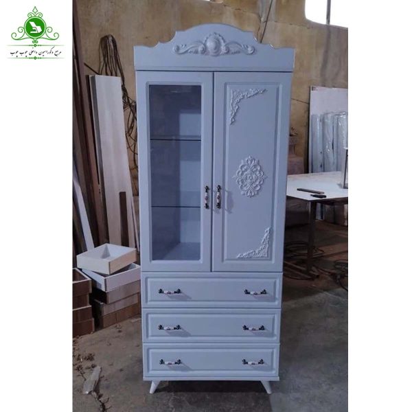 کمد لباس سه کشو ویترین دار مدل روژین