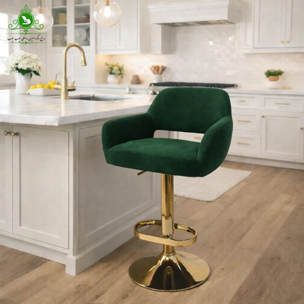 open chair paris 10-min صندلی اپن جکدار مدل پاریس پایه طلایی پارچه سبز یشمی