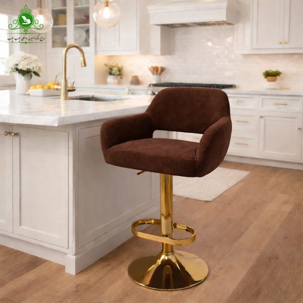 open chair paris 11-min صندلی اپن جکدار مدل پاریس پایه طلایی پارچه قهوه ای