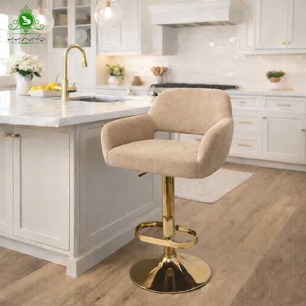 open chair paris 13-min صندلی اپن جکدار مدل پاریس پایه طلایی پارچه کرم نسکافه ای