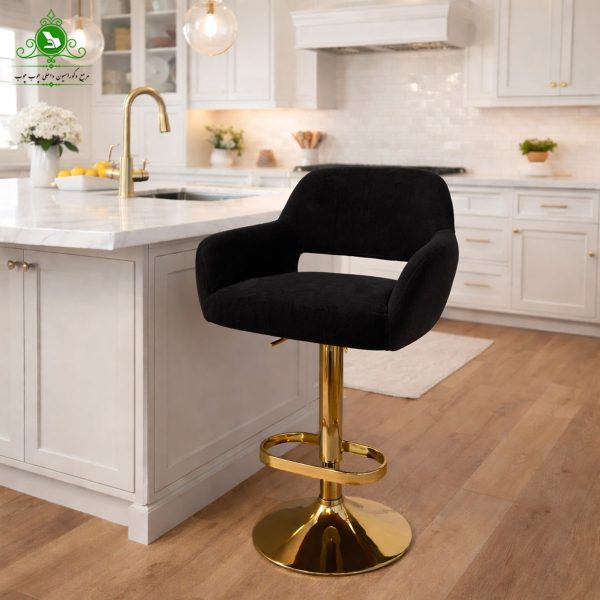 open chair paris 8-min صندلی اپن جکدار مدل پاریس پایه طلایی پارچه مشکی