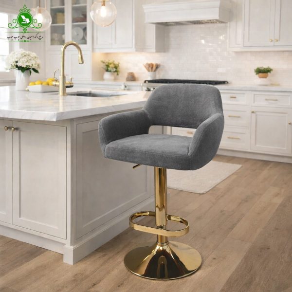 open chair paris 9-min صندلی اپن جکدار مدل پاریس پایه طلایی پارچه طوسی