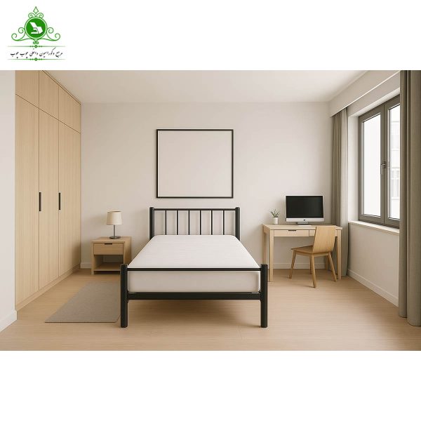 تخت خواب یک و نیم نفره فلزی فرفوژه مدل اشکان عرض 120