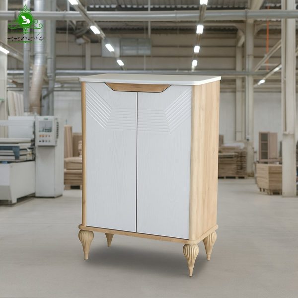 shoe box solana-min جاکفشی تمام MDF دو درب مدل سولانا آنتیک سفید