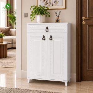 جاکفشی دو درب MDF وکیوم مدل زنجیری رنگ سفید