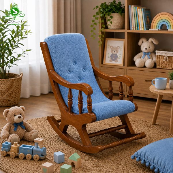 child mobli kharati model rocking chair 6 صندلی راک کودک مدل مبلی خراطی رنگ آبی