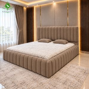 تخت خواب دو نفره چستر مدل موازی لمسه رنگ نسکافه ای